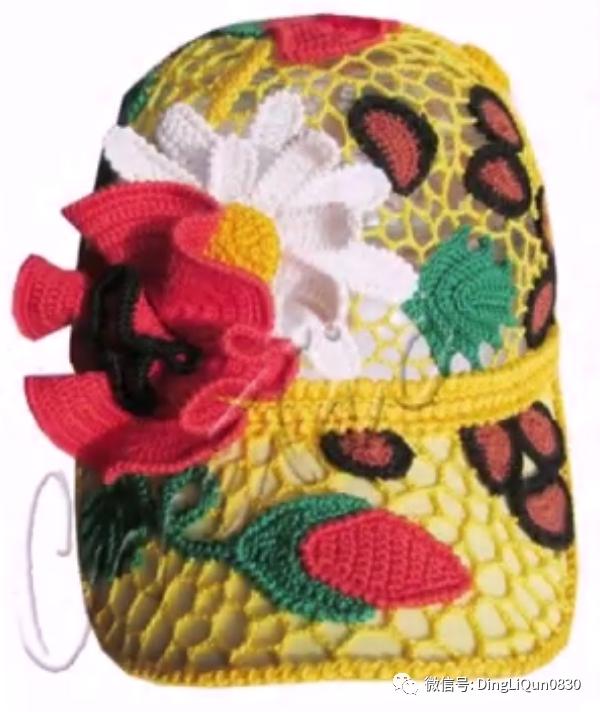 针织作品30款时尚钩花装饰帽子,简单易学又好看的针织帽子