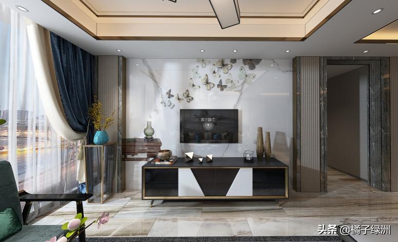 石材背景墙实物更有质感,客厅装修首选的石材背景墙