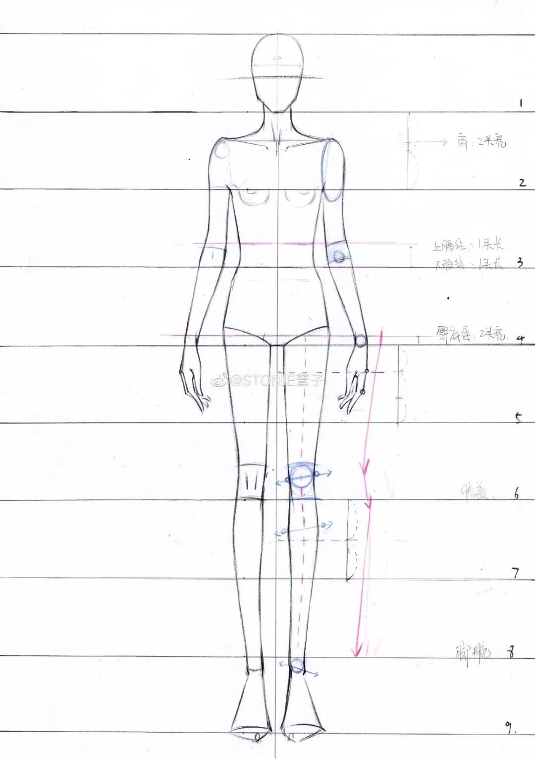 手绘服装画身体,手绘人物服装画法