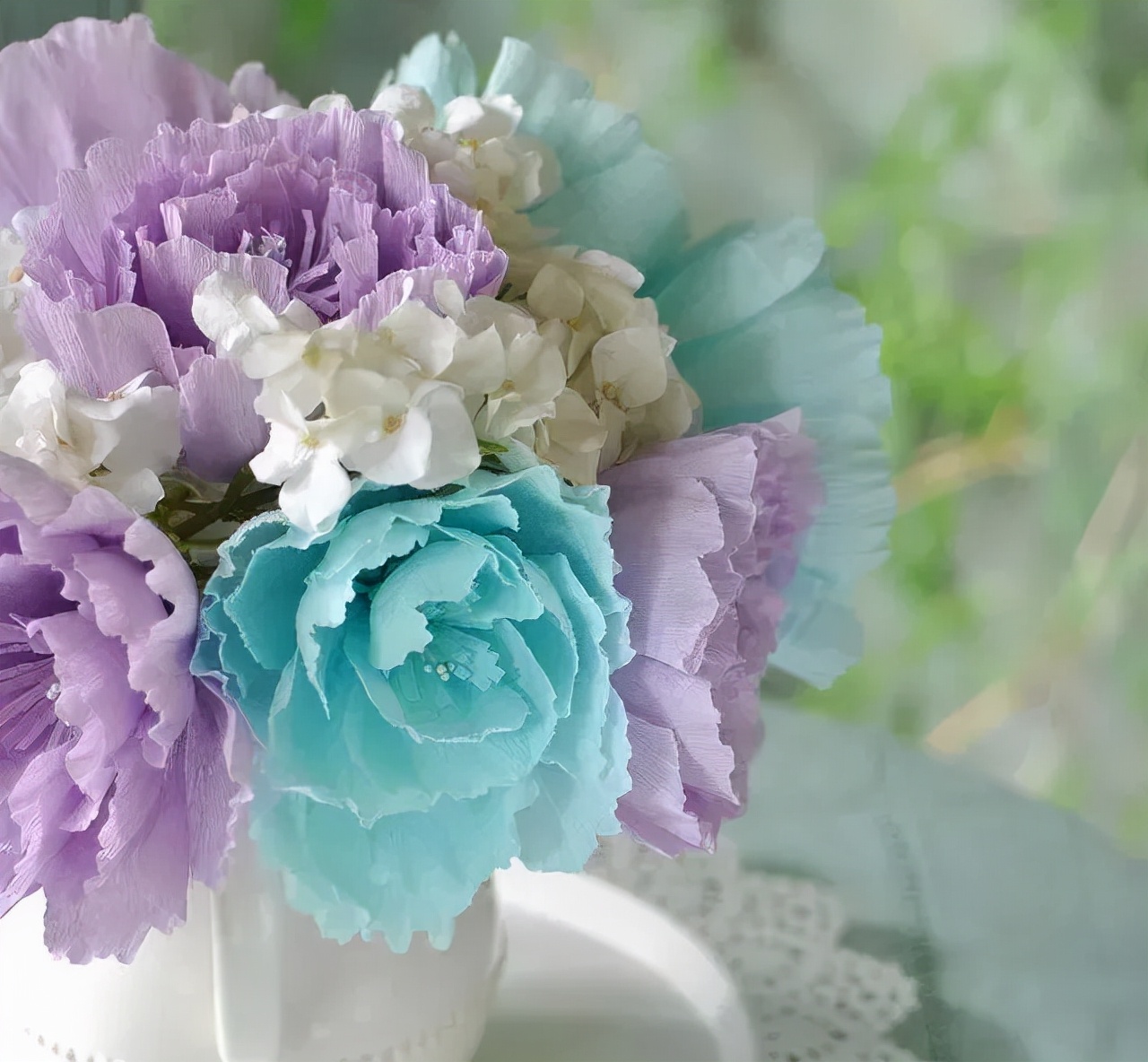 皱纹纸diy手工花朵,手工制作皱纹纸立体花