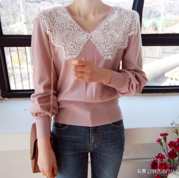 这个季节女穿什么衣服,早春款韩系温柔风蝴蝶结针织毛衣