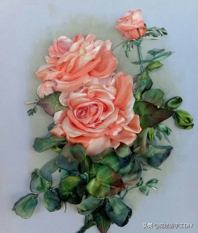 丝带绣手工刺绣,刺绣针法全针绣