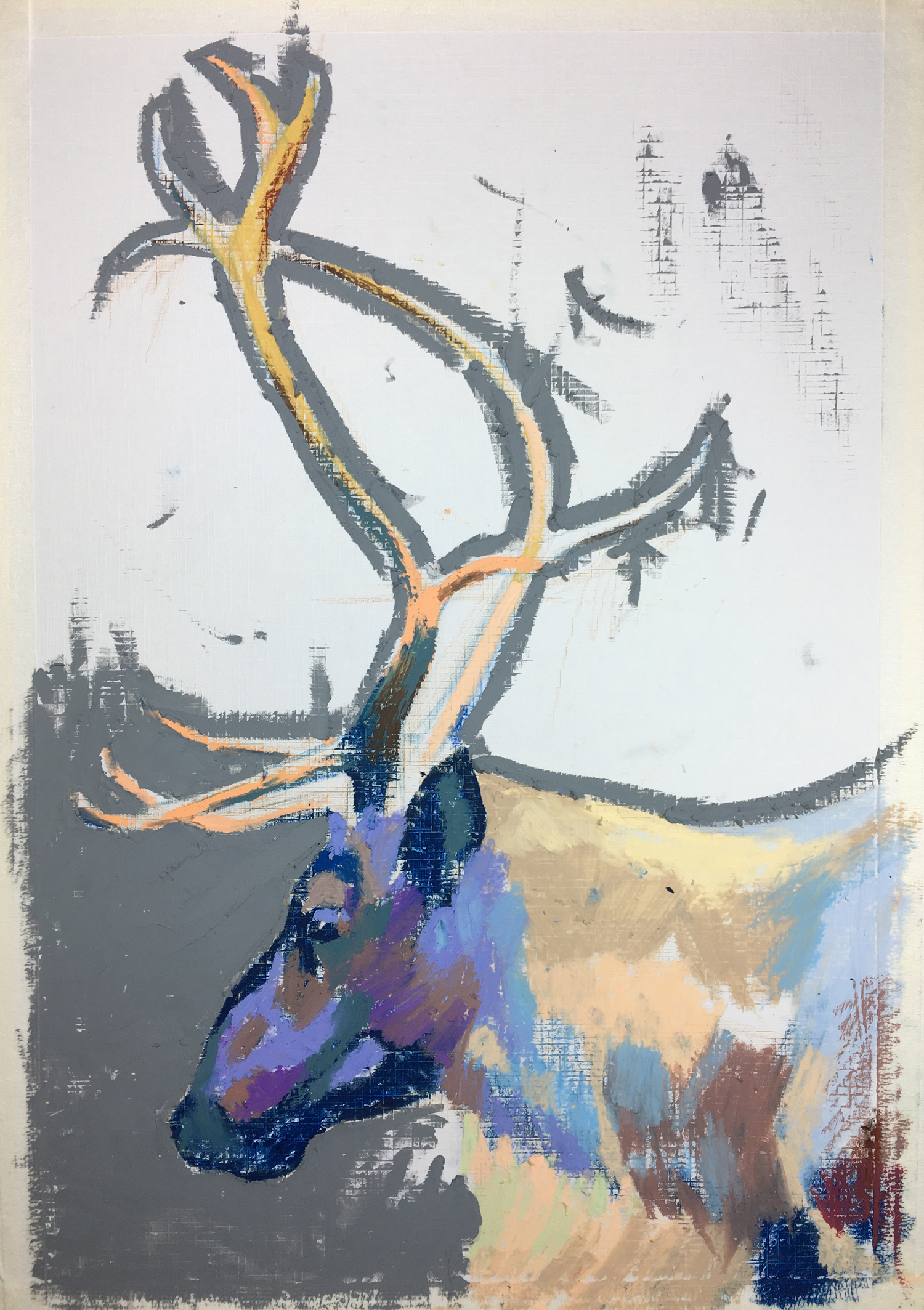 油画棒经典色系绘画雪山,油画棒的神仙画法