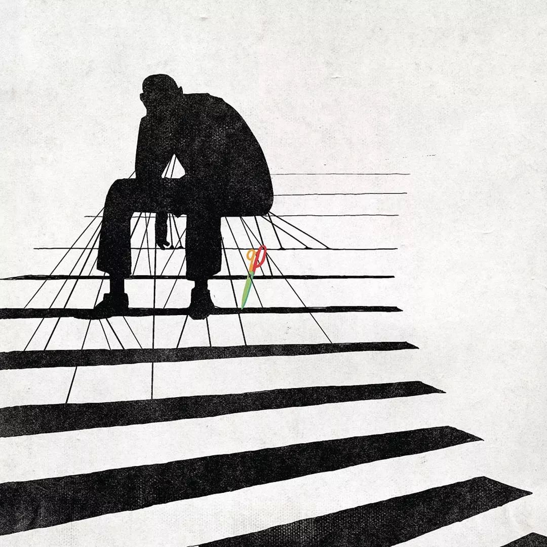 插画抑郁手绘,抑郁症患者眼中的世界插画