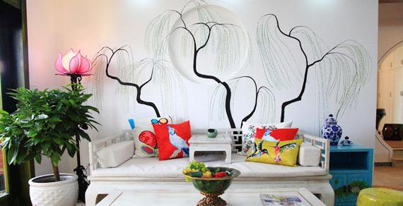 怎样设计手绘墙效果图,家装室内墙面设计手绘