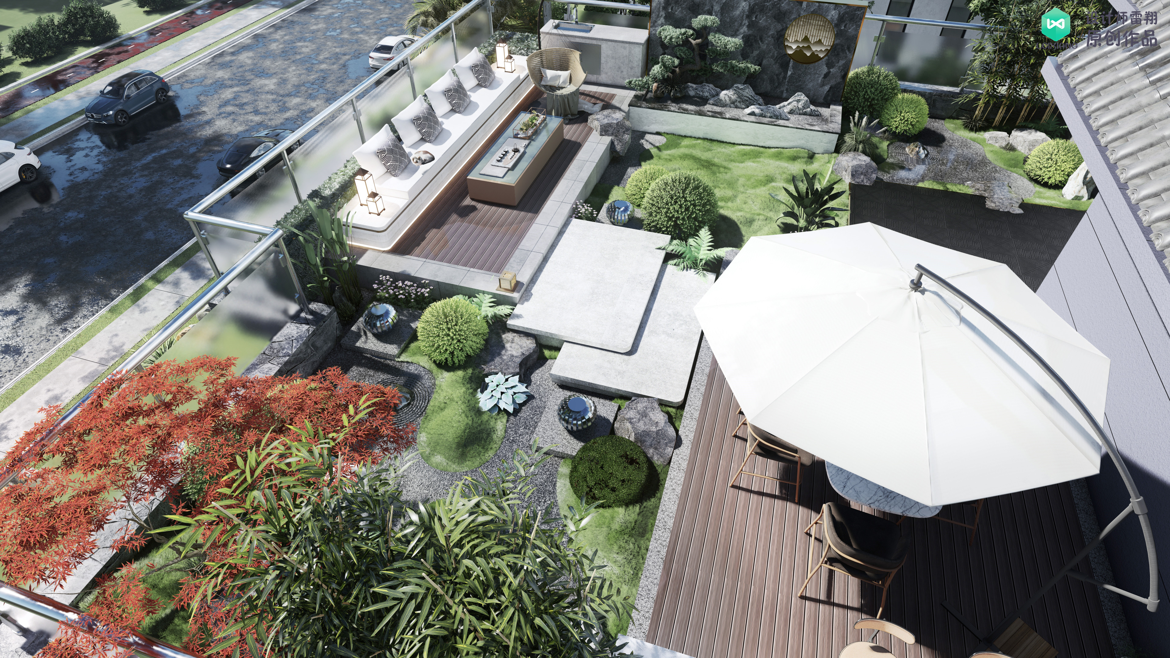 露台花园水泥地面如何铺装,水泥大露台如何改造好看