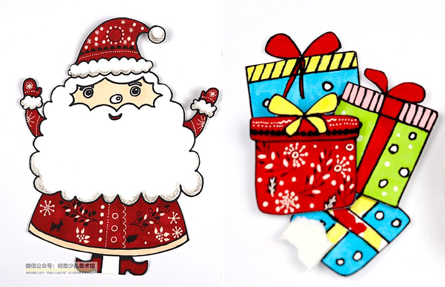 圣诞节手工教程有素材图,圣诞老人麋鹿雪橇立体手工