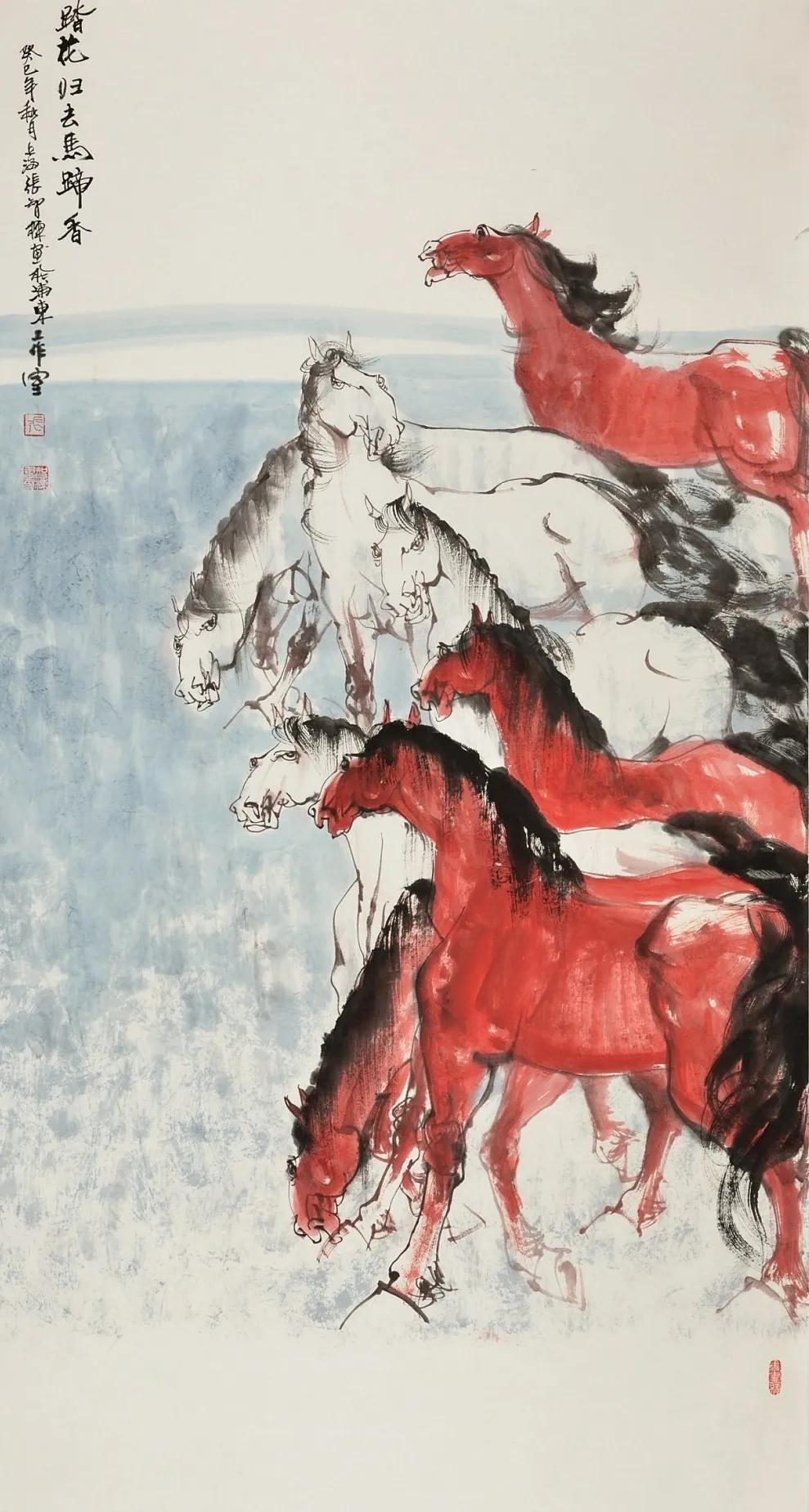 八骏雄风字画,名家精品国画八骏图
