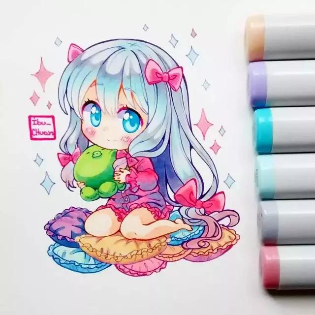 马克笔动漫上色教程q版,动漫手绘马克笔上色教程