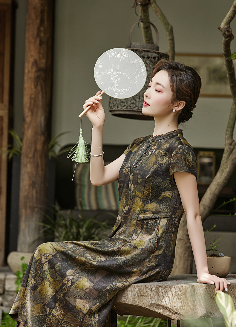 真丝香云纱旗袍,真丝香云纱高端旗袍