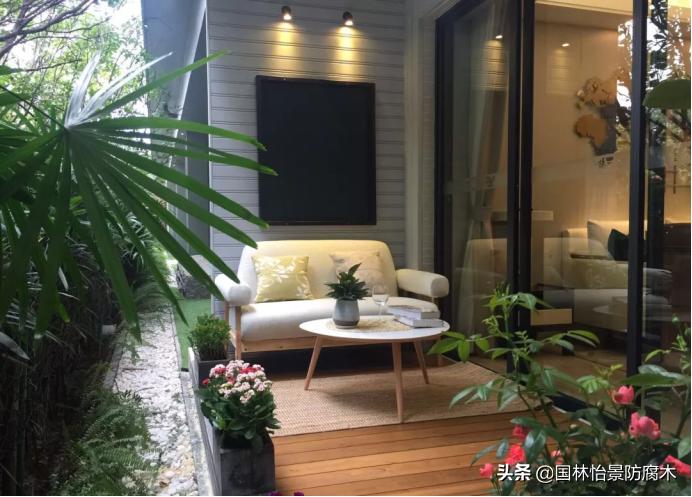 防腐木材阳台,原木防腐木阳台