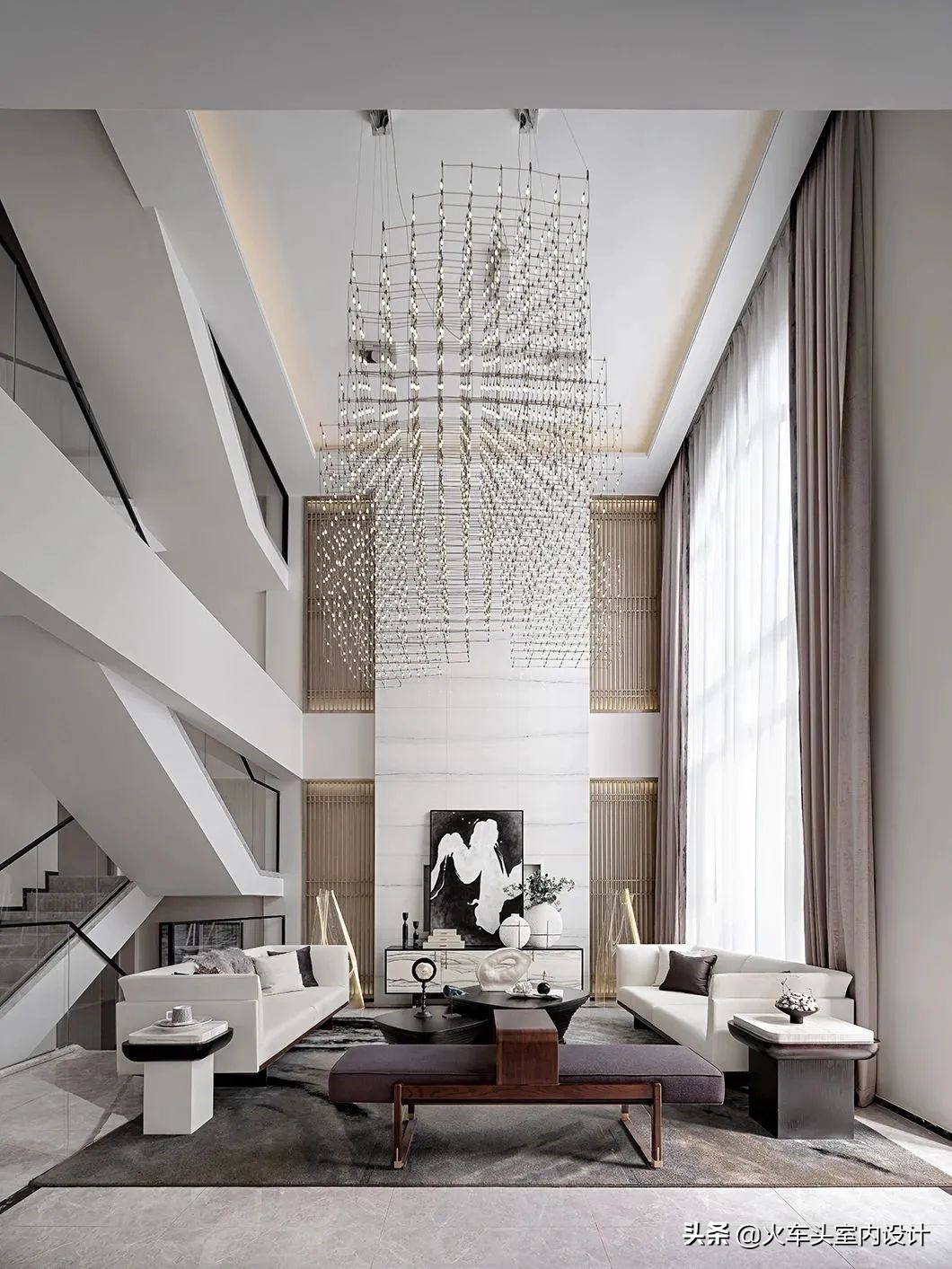 80款挑空客厅设计,大宅就该有这气势