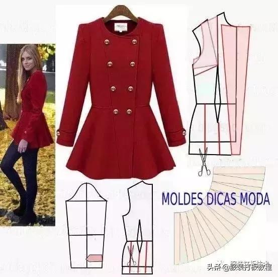 披肩连衣裙裁剪图纸教程,插肩袖浴袍风大衣裁剪