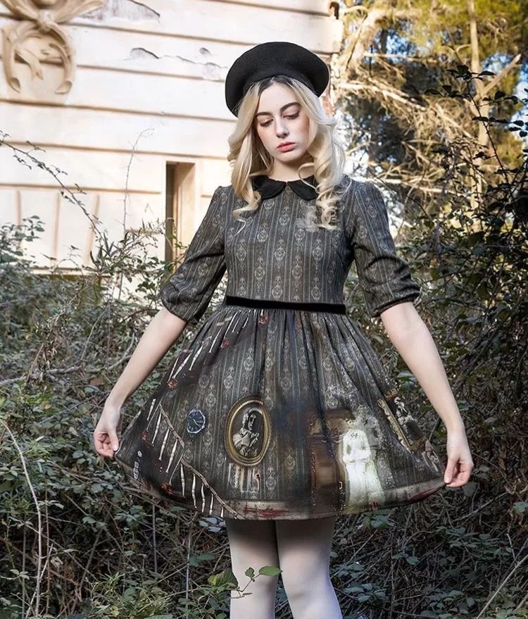 洛丽塔复古宫廷风轻洋装,紫红色洛丽塔洋装