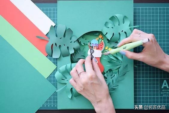 适合做多层立体纸雕的图,屋子半立体纸雕