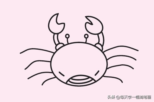 儿童画画教程3-6岁简笔画螃蟹,孤独的小螃蟹简笔画二年级