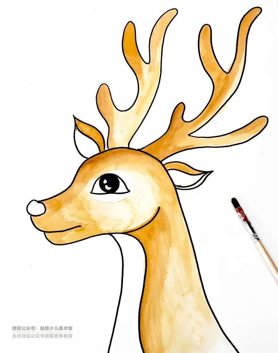 麋鹿儿童画威武霸气,八岁以上儿童画麋鹿