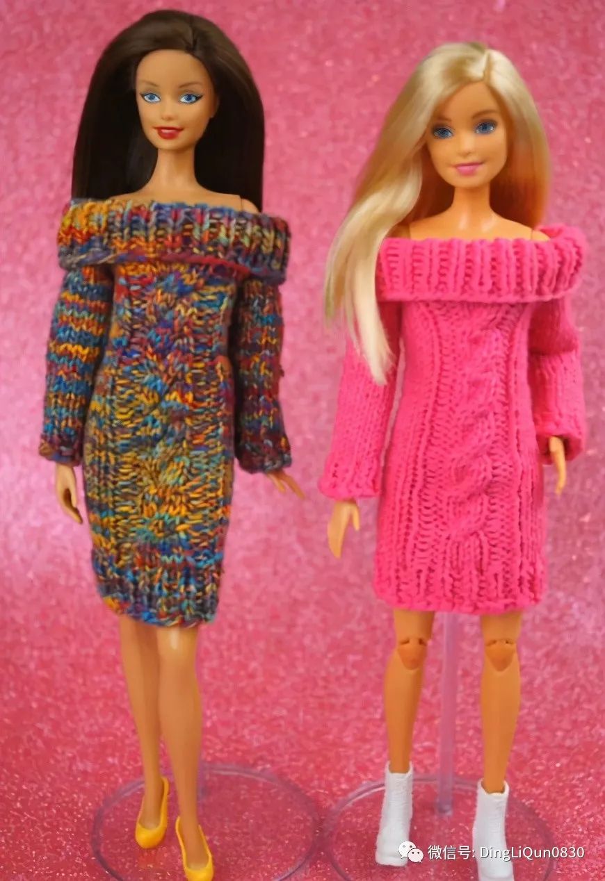 毛线编织芭比娃娃连衣裙图解,手工编织娃娃裙