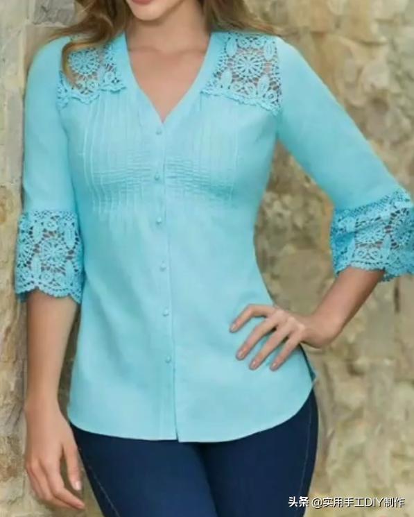 棉麻蕾丝边衬衫,布艺镂空衬衫
