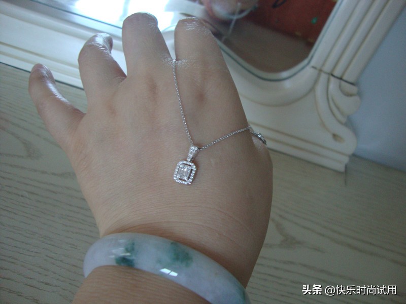 项链轻奢小众高级感方糖项链,方糖白金钻石项链