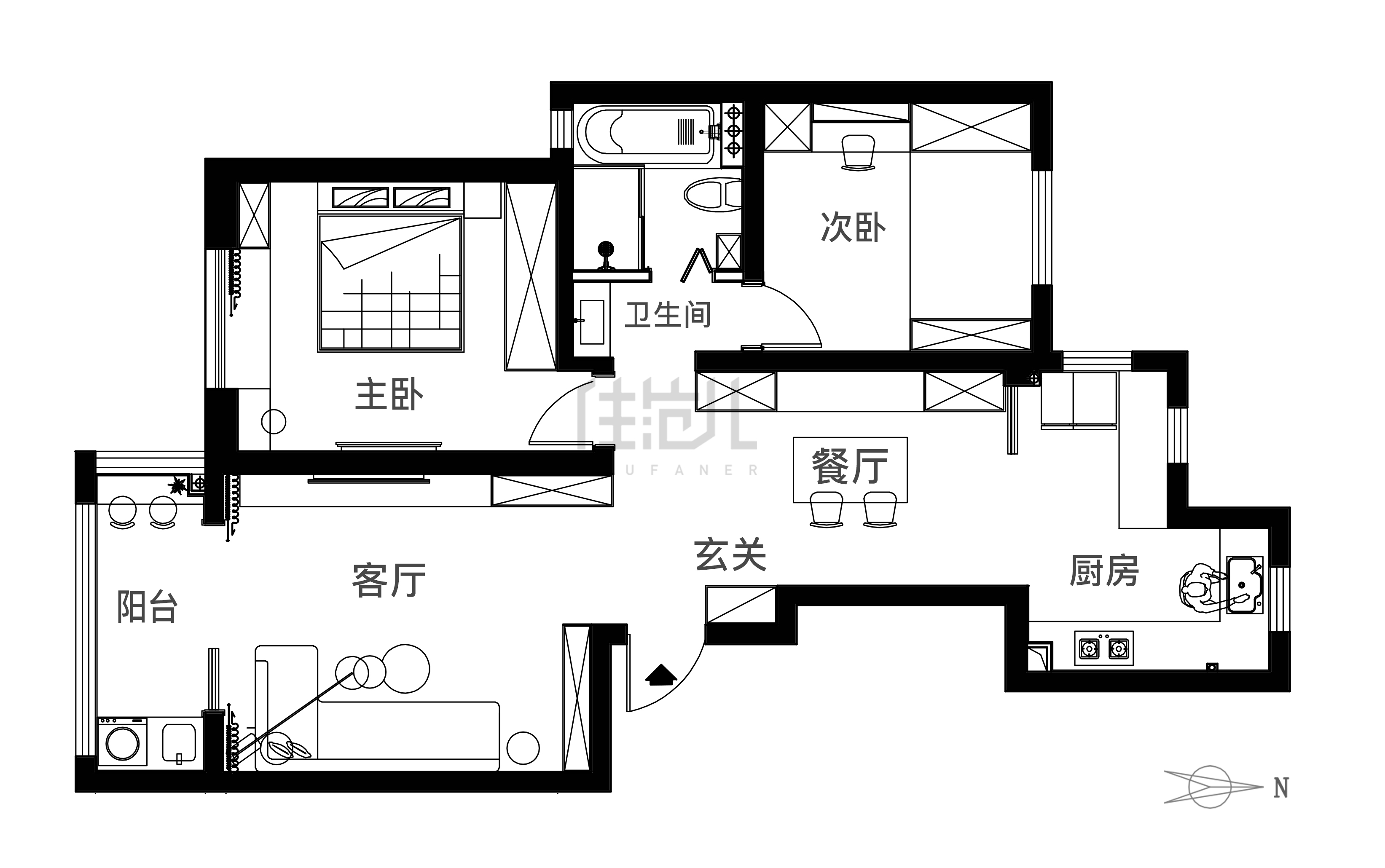100平米三房两厅榻榻米,103平米全屋收纳