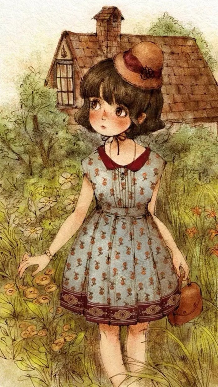 韩国插画师森林女孩日记图文,水彩插画森林女孩日记