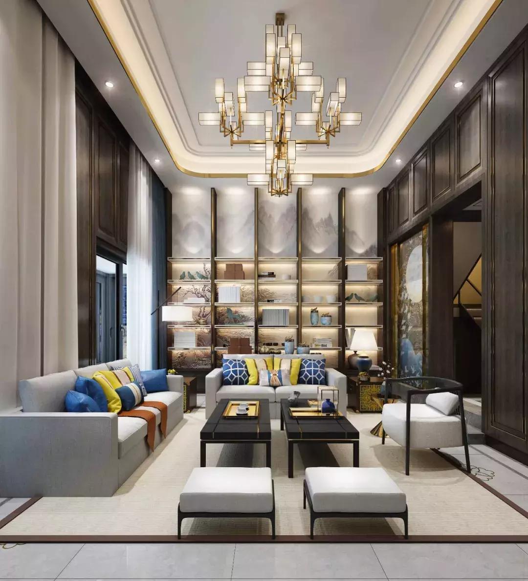 最新款客厅挑空设计图效果图,国外挑空客厅设计极简