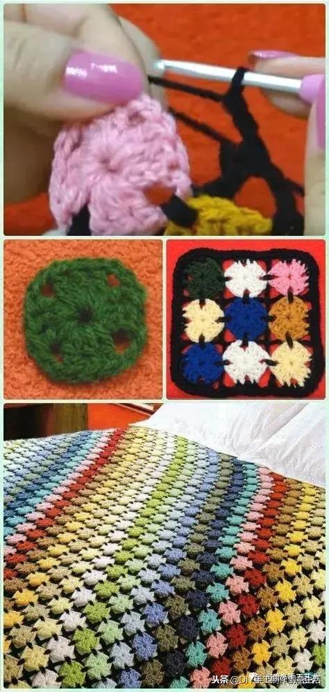 钩拼接毛毯教程,钩拼接毛毯的编织视频