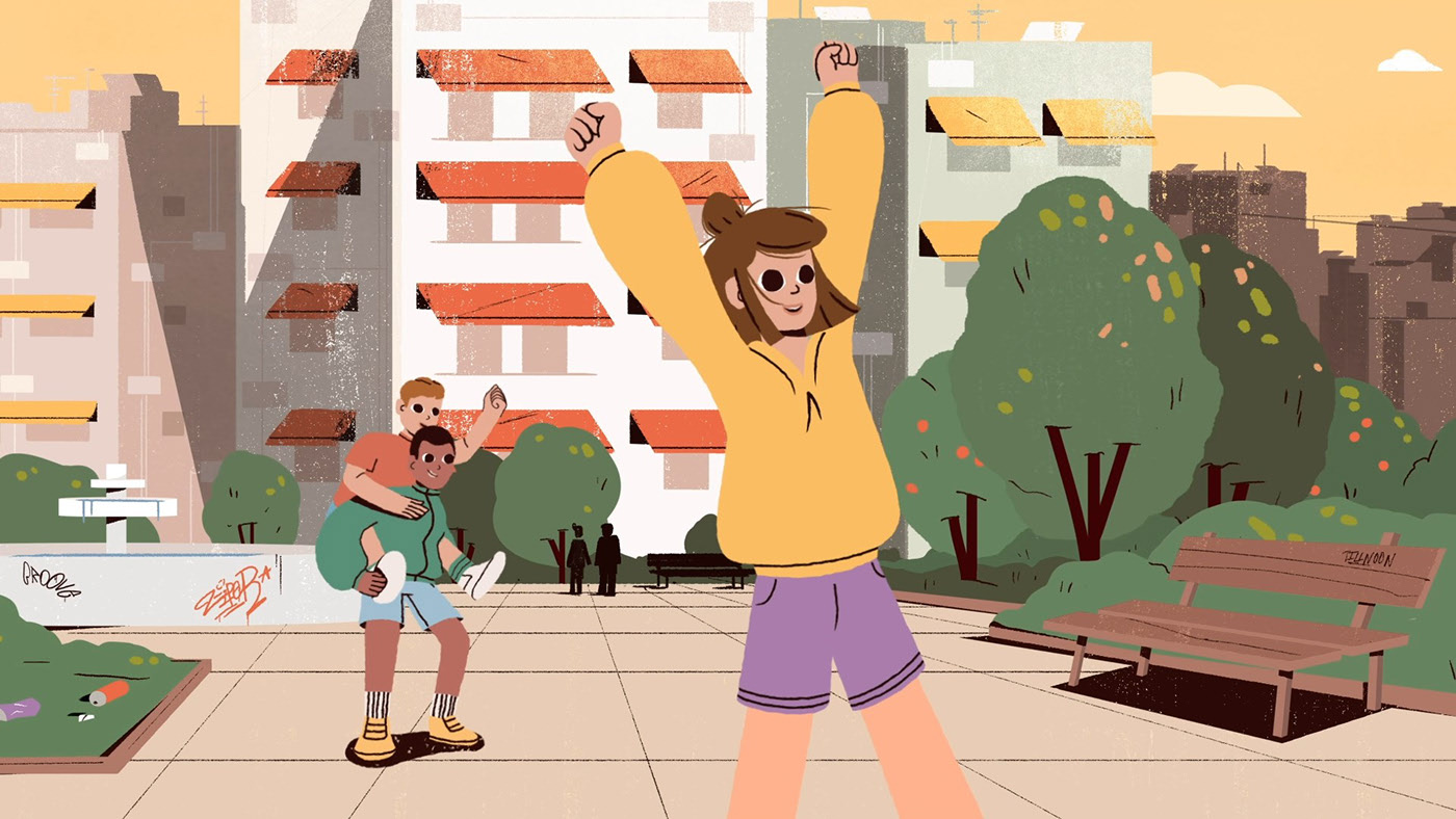 插画生活小场景,插画城市主题简单