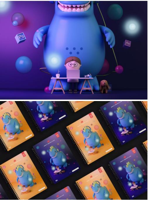 当插画师学会C4D简直太无敌啦!全套C4D角色动画教程+素材免费领