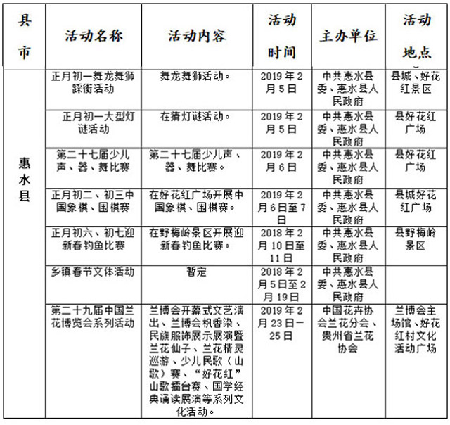 2019年黔南州节假日,黔南州节日活动时间表