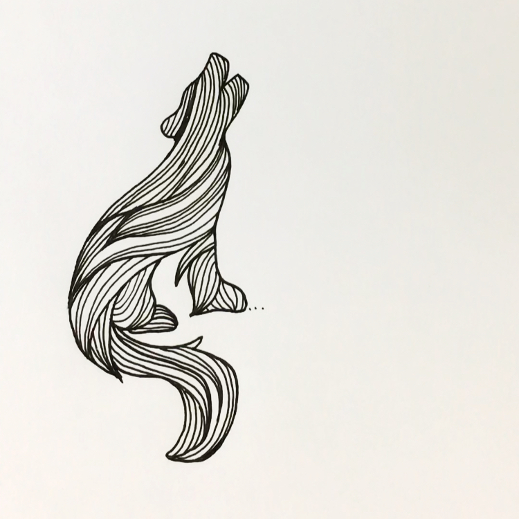 禅绕画，真没想到还可以这样画出一只狼！太有艺术感了吧？