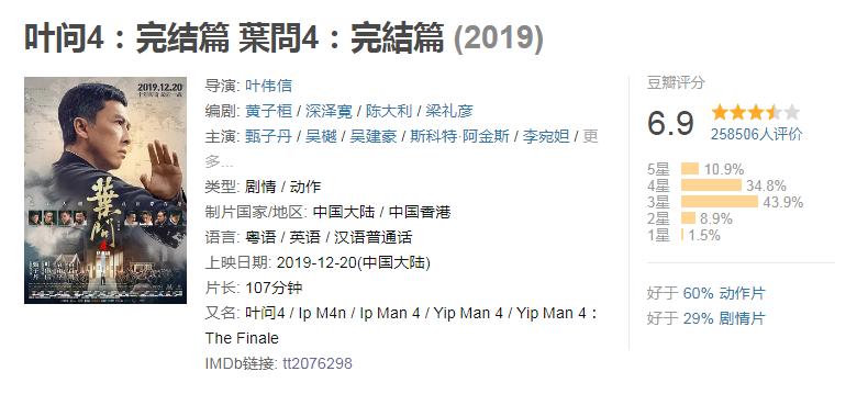 20年评分最高十部动作电影,《绝地战警3》垫底,《惊天营救》第4