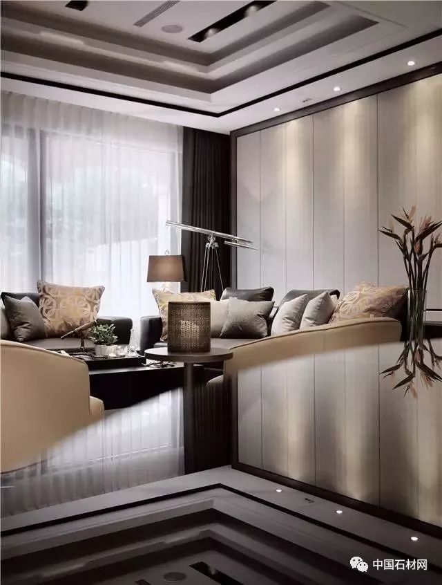 现代简约全屋大理石别墅效果图,轻奢风装修大理石别墅图片