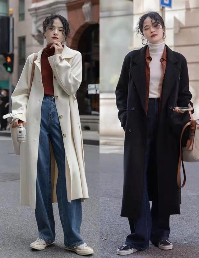 复古修身显瘦时尚女式呢子大衣,宽松时尚长款减龄呢子大衣