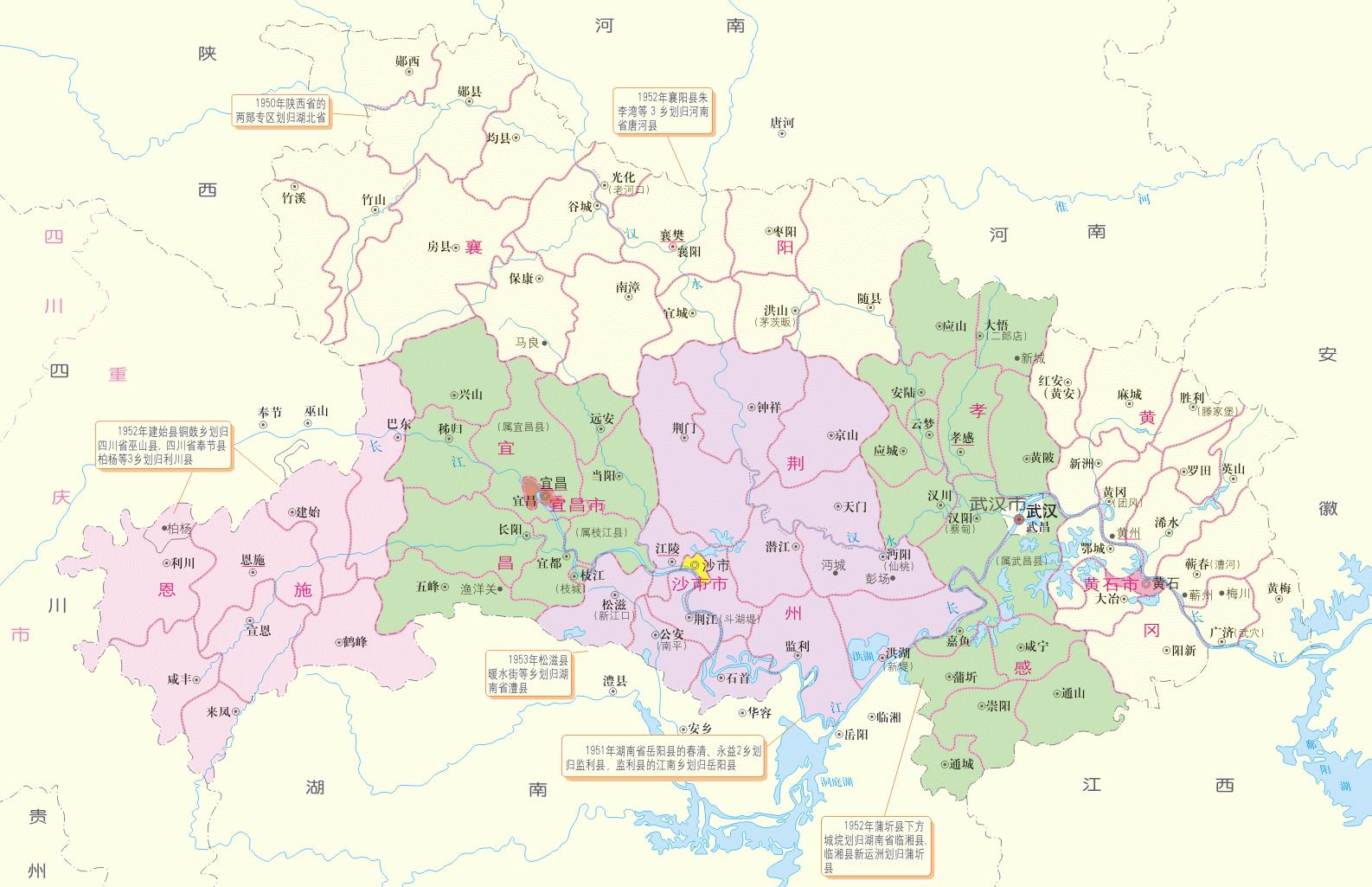 1949湖北省政府,1982年湖北行政区划地图
