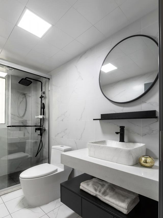 110平米毛坯房装饰卫生间干湿分区,蹲便干湿分区卫生间装修效果图