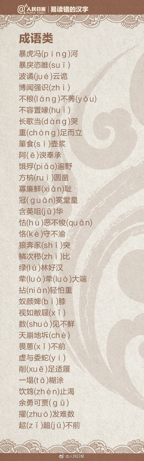 容易读错的汉字人民日报,一读就错的汉字为了孩子收藏了