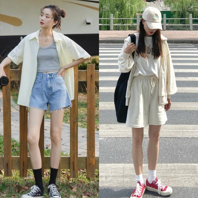 小个子搭什么鞋夏季短裤,小个子穿搭夏季套装配平底鞋