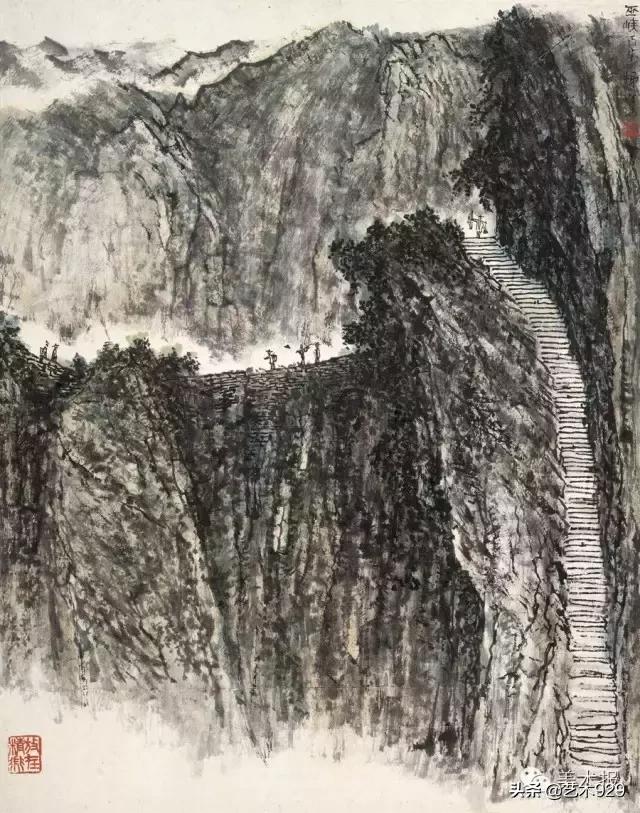 国画山水名家名段欣赏李可染,李可染画逆光山水一绝后附视频