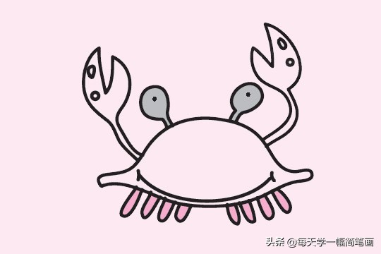 儿童画画教程3-6岁简笔画螃蟹,孤独的小螃蟹简笔画二年级