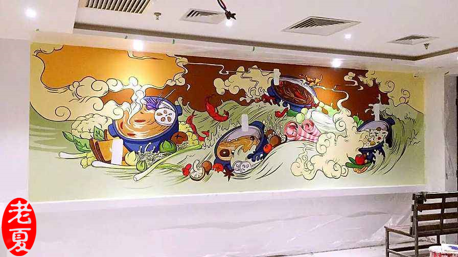 武汉室内墙面艺术漆效果图,武汉墙绘创作