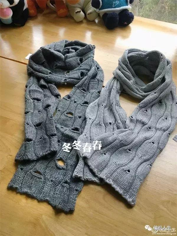 小熊围巾破洞怎么补,韩版交叉围巾教程