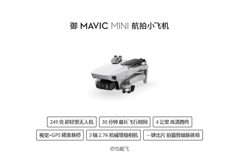 大疆新品：重249g的MavicMini，DJI想让无人机飞入寻常百姓家