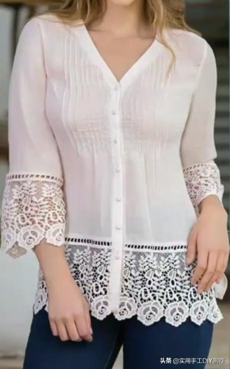 棉麻蕾丝边衬衫,布艺镂空衬衫