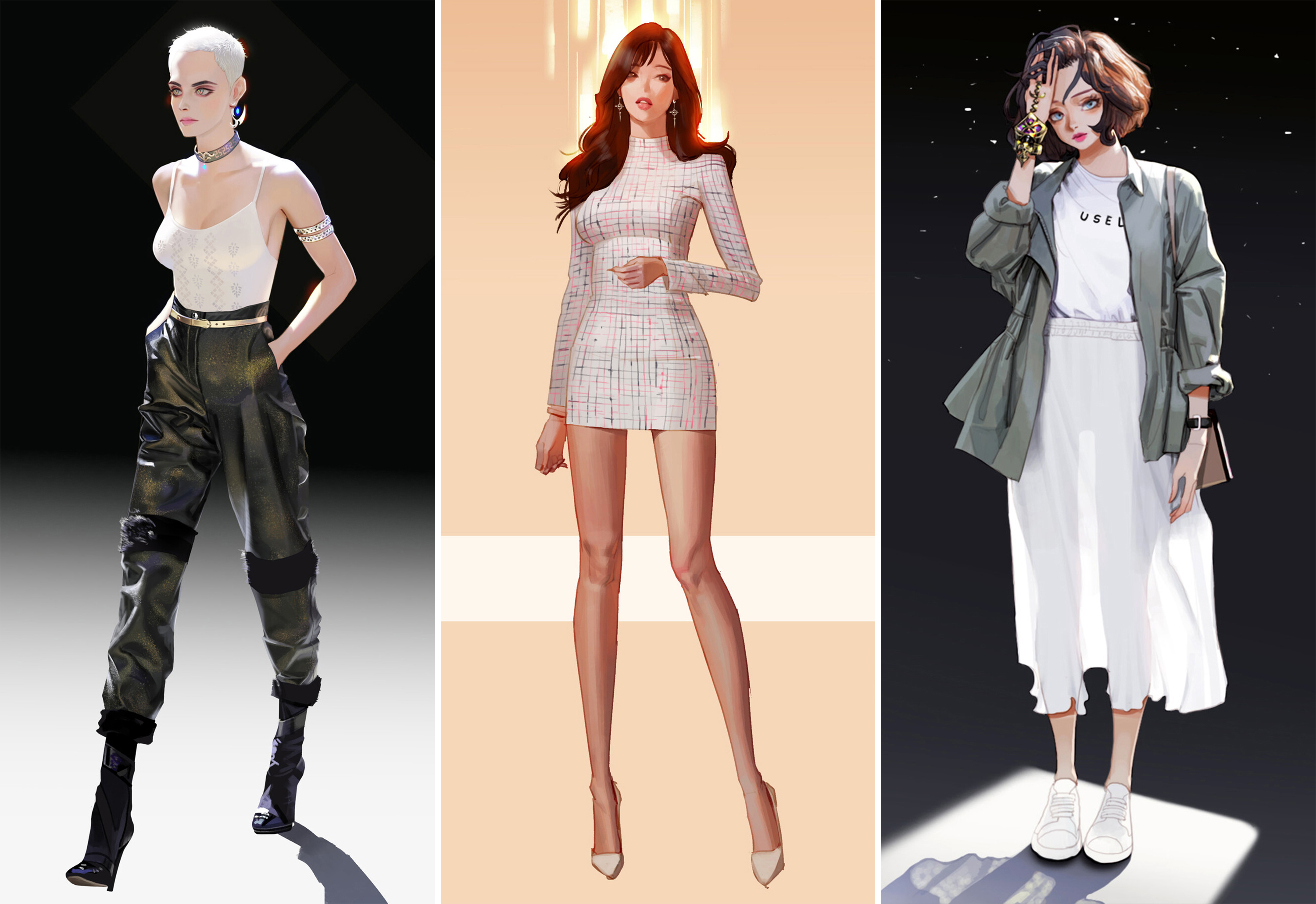 服饰穿搭小插画,30幅插画和你探讨如何时尚穿搭