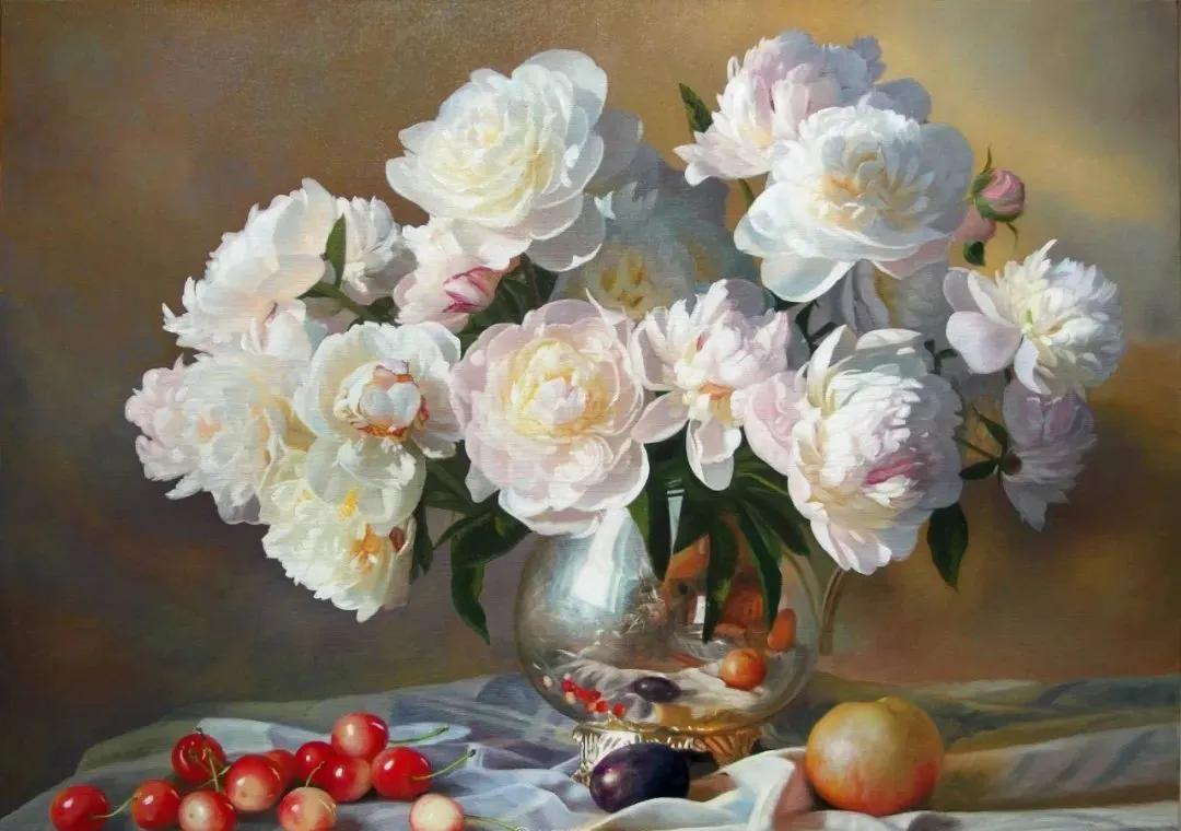 世界著名大师花卉油画,油画漂亮风景画