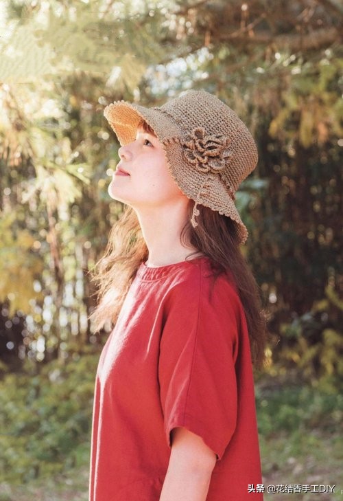 拉菲草帽纯手工编织遮阳帽子桶帽,diy有创意草帽简单又好看