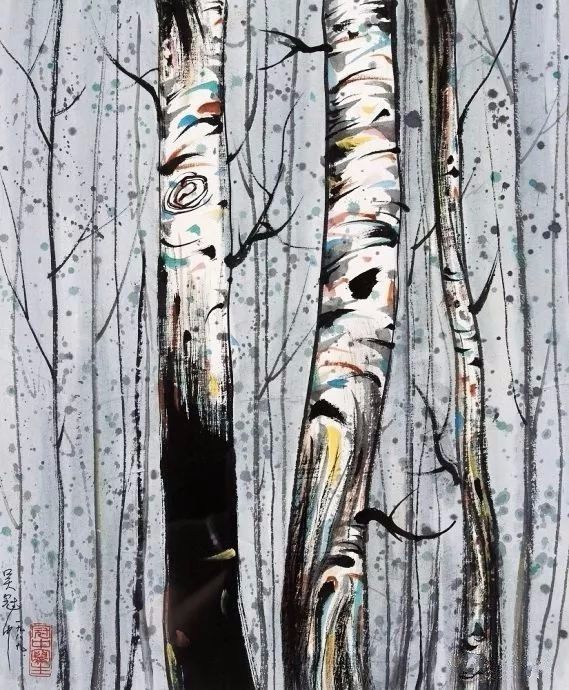 吴冠中江南风光,吴冠中白桦林创意美术