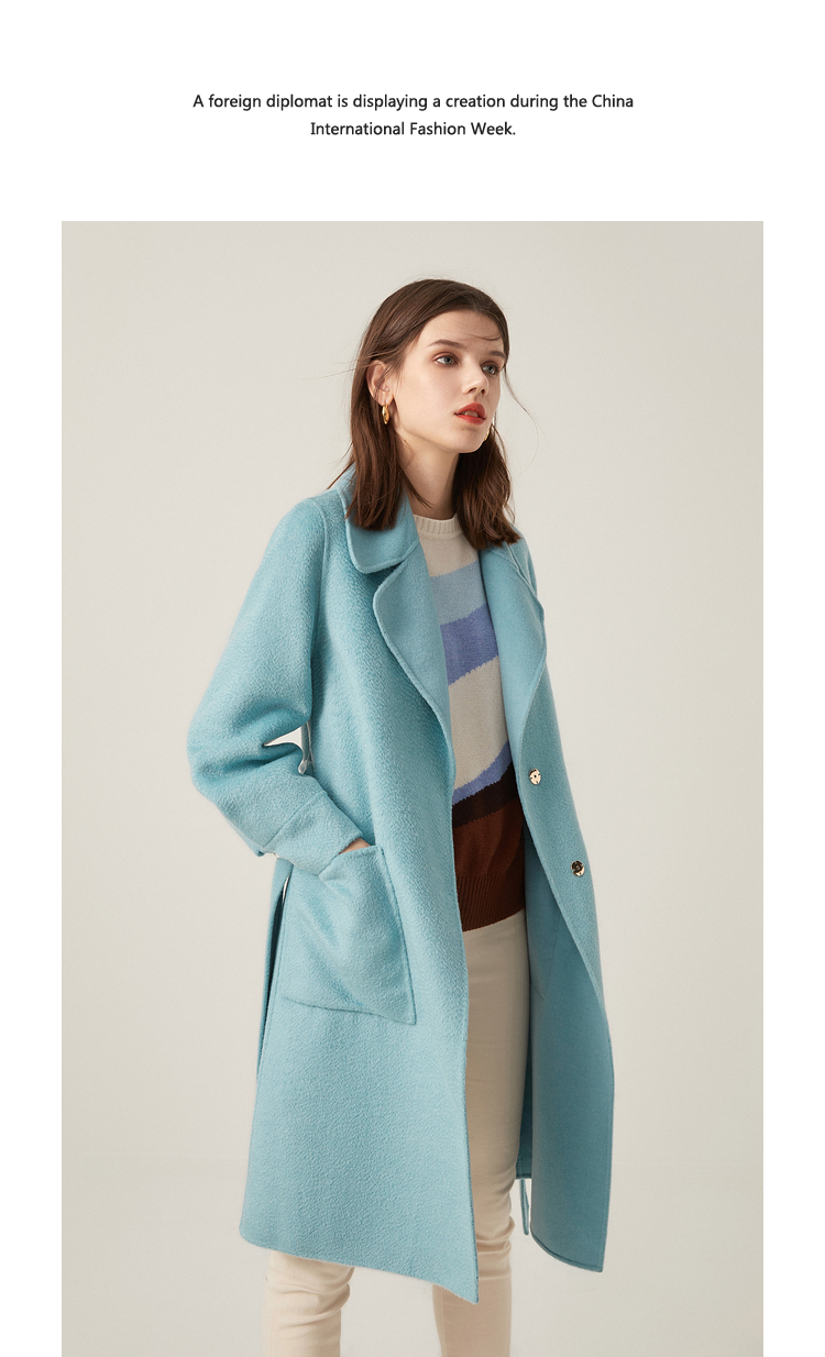 莱茵新款大衣,春季莱茵蓝色外套穿搭